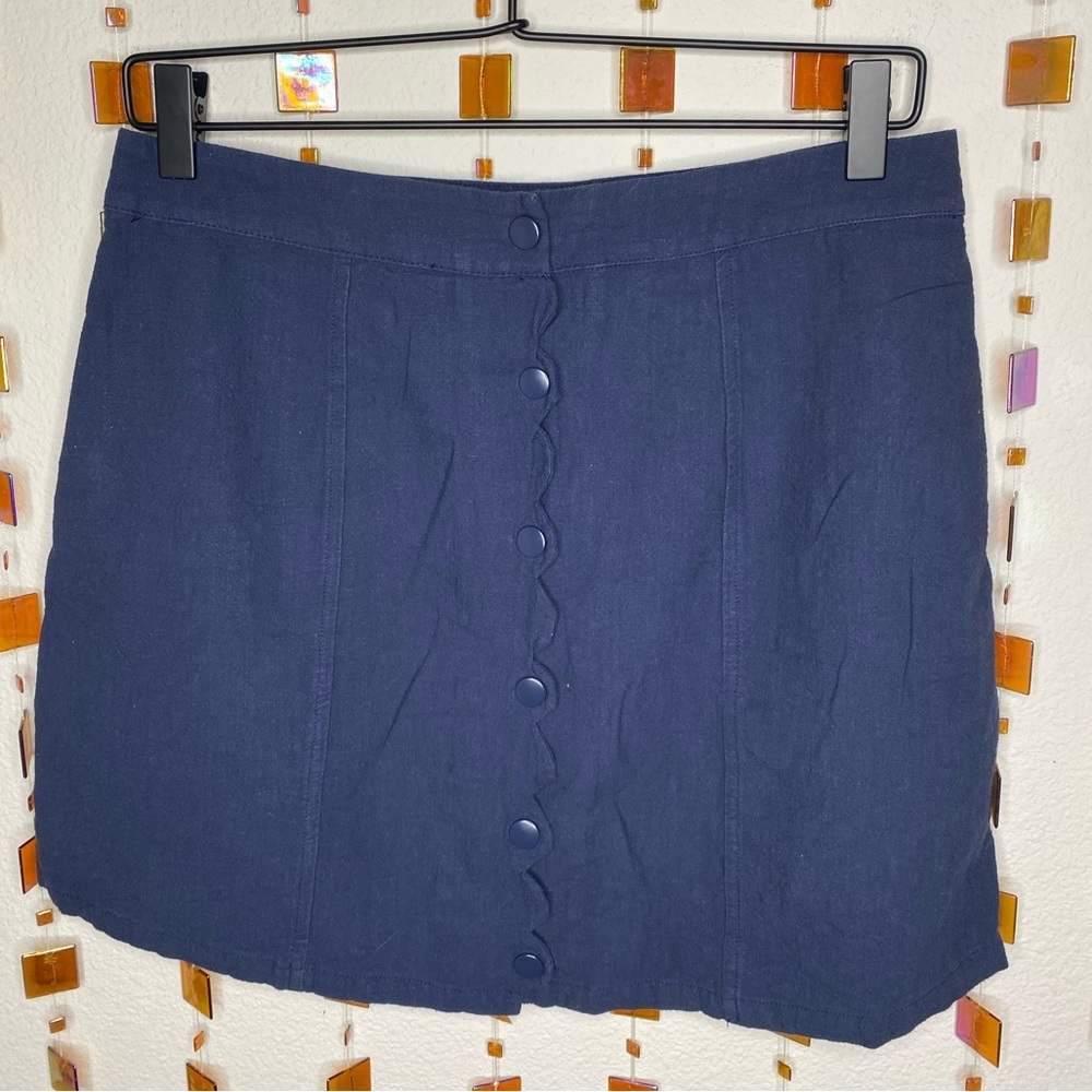 Love Riche Blue Cotton Preppy Mini Skirt